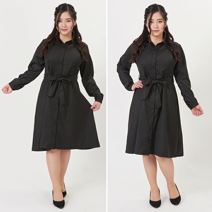 SALE】シャツワンピース・黒ストライプ（SP-421） | 【公式